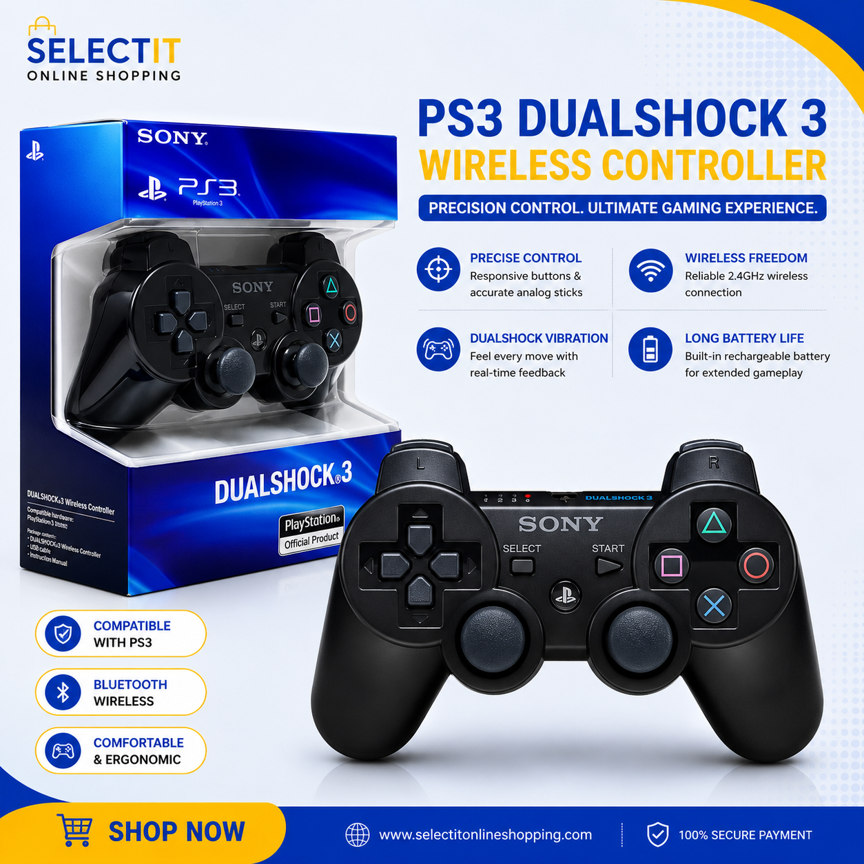 PS3 DualShock 3 Wireless Controller (Black)
