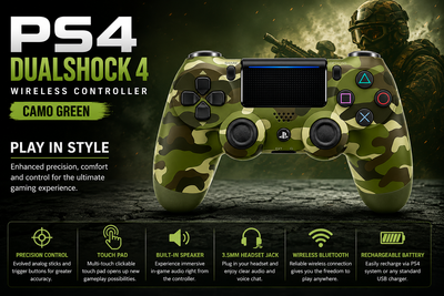 PS4 DualShock 4 Wireless Controller Camo Green – Bluetooth Gaming Controller for PlayStation 4