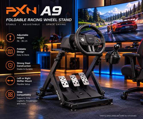PXN A9 Foldable Racing Wheel Stand – Adjustable Sim Racing Mount