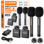 Plokama WM-60 Wireless Dual Microphone with Handheld Stick – 2.4G Mic for Android & iPhone