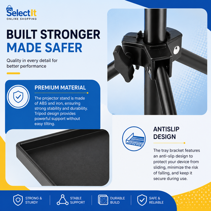 Portable Projector & Laptop Stand Tripod Adjustable Height 45-120cm 