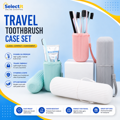 Portable Toothbrush Holder Case with Toothpaste Cup – Travel Toothbrush Storage Organizer