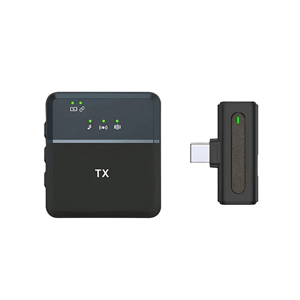 SX8 Wireless Lavalier Microphone with Type-C receiver and clip-on design for professional audio recording and noise reduction
