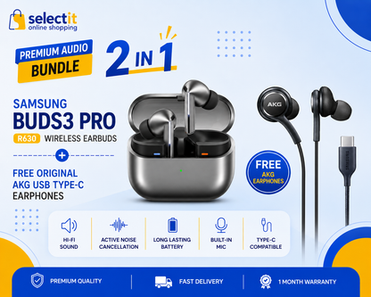 Samsung Galaxy Buds3 Pro R630 Wireless Earbuds with FREE Samsung Original AKG USB Type-C Earphones