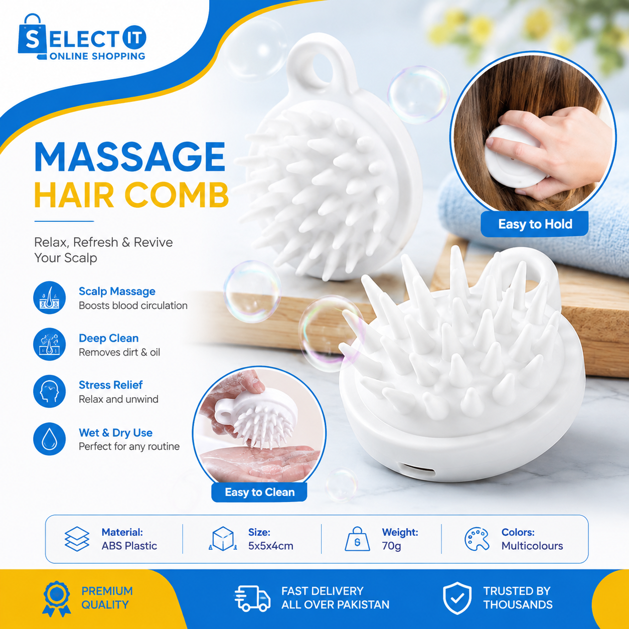Shampoo Scalp Massager Brush | Hair & Body Massage Comb
