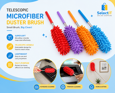 Small Telescopic Microfiber Wall Duster | Extendable Cleaning Brush for Ceiling, Fans & Furniture