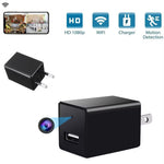 Smart WiFi Camera Charger 1080P HD with mobile app access and motion detection in compact charger design