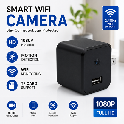 Smart WiFi Camera Charger 1080P HD with Mobile App Access