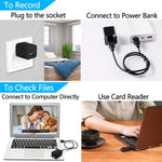 1080P hidden spy camera charger with EU to UK adapter for discreet indoor security and motion detection