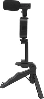 5-in-1 smartphone video making and vlogging kit with tripod, LED light, microphone, phone holder, and wireless remote
