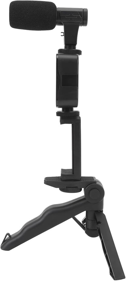 5-in-1 smartphone video making and vlogging kit with tripod, LED light, microphone, phone holder, and wireless remote