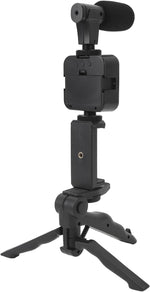 5-in-1 smartphone video making and vlogging kit with tripod, LED light, microphone, phone holder, and wireless remote