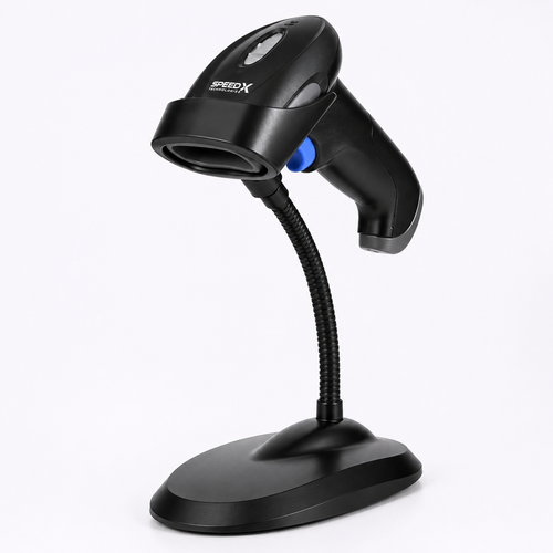 Speed-X 8700 2D Wireless Barcode Scanner 2.4GHz with Stand, Receiver & Charging Cable