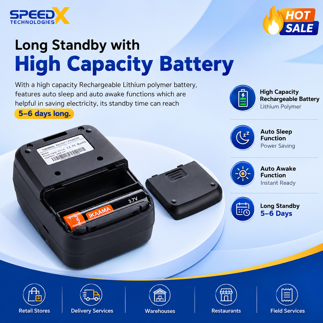 Speed-X BT450M Mini Portable Bluetooth + USB Printer