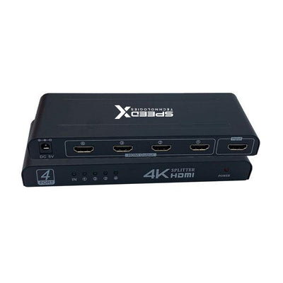 Speed-X FJ104 HDMI Splitter 4 Port 4K Big Size - HDMI Splitter 1x4, 1 in 4 out HDMI Splitter, HDMI Video Splitter