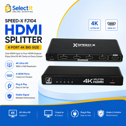 Speed-X FJ104 HDMI splitter 1 input 4 output 4K
