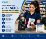 Speed-X HOI-9250 2D desktop barcode image scanner with USB connectivity and hands-free QR code scanning for POS systems