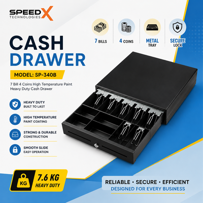Speed-X SP-340B 7 Bill 4 Coins High Temperature Paint Cash Drawer
