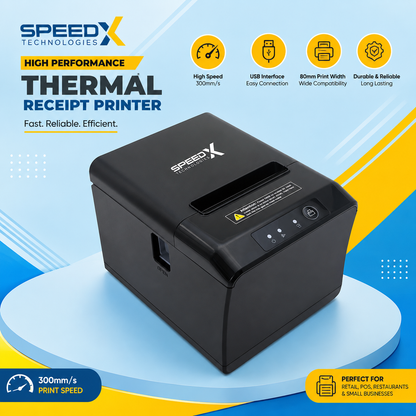 Speed-X SP-350U 80mm USB Thermal Receipt Printer with 300mm/s Printing Speed and Auto Cutter for POS Billing, Retail Stores, Restaurants, and Supermarkets