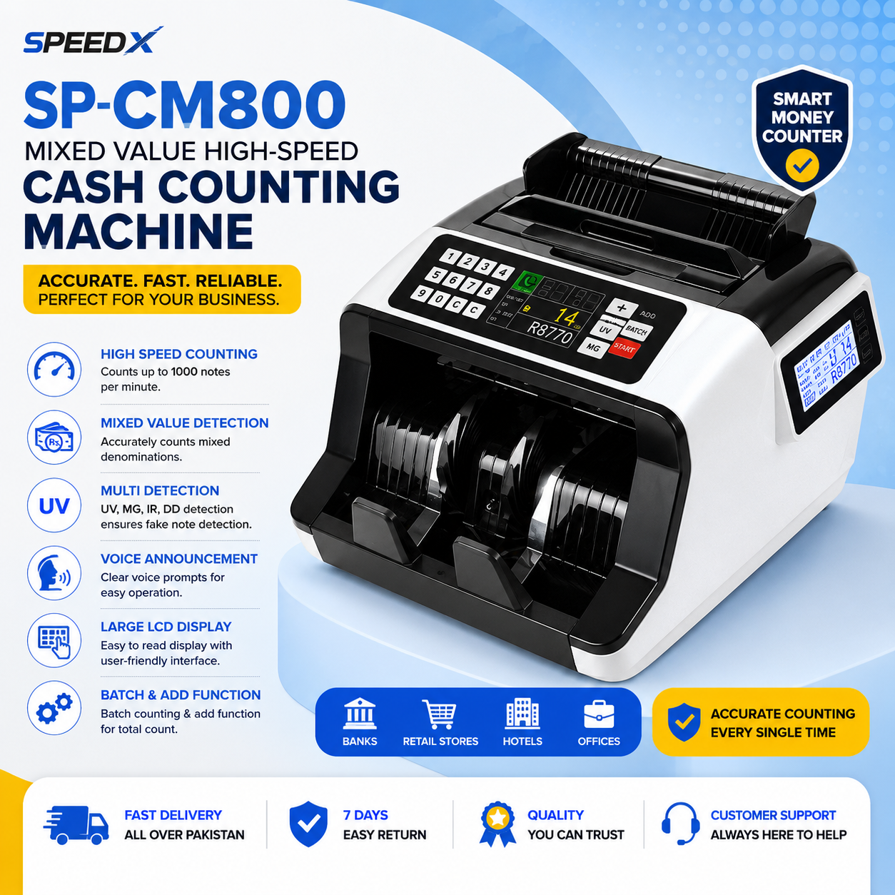 Speed-X SP-CM800 commercial cash counting machine
