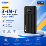 Speed-X SP-S188L 3-in-1 22.5W 10000mAh fast charging power bank with built-in cables and LED display