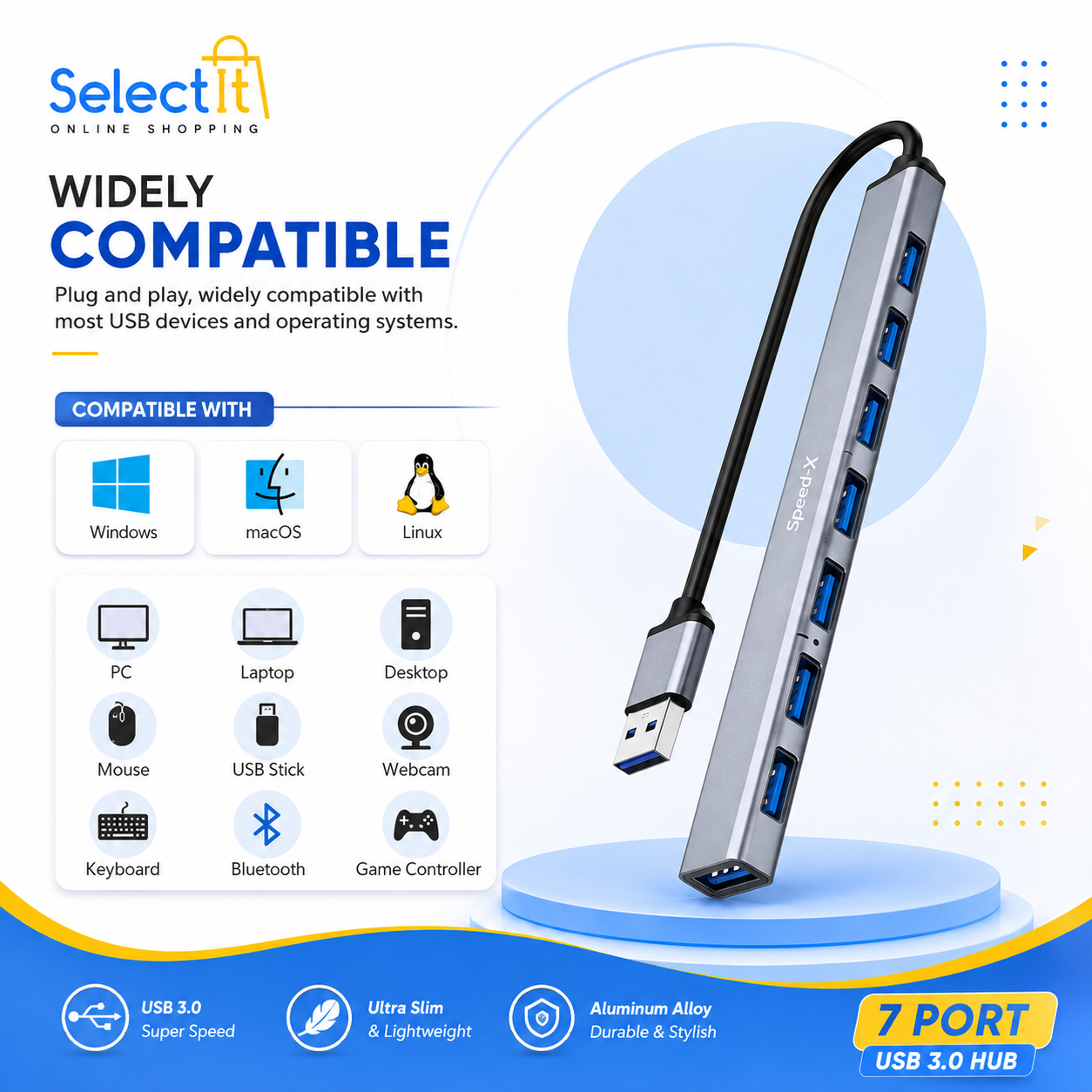 Speed-X SP-UH307AL 7 port high speed USB 3.0 hub
