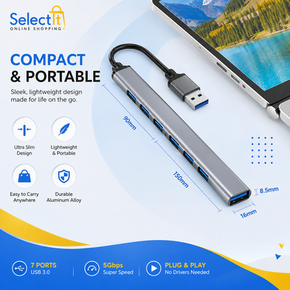 Speed-X SP-UH307AL USB hub for laptop and desktop