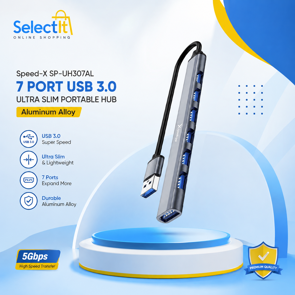 Speed-X SP-UH307AL aluminum alloy portable USB hub
