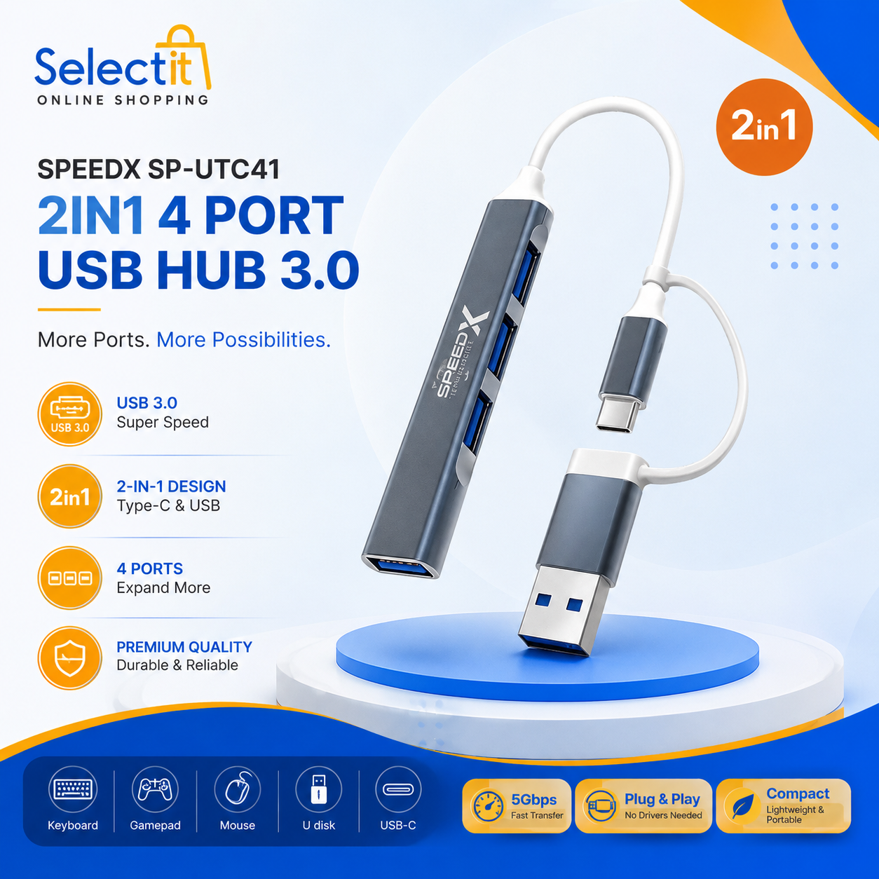 Speed-X SP-UTC41 5Gbps high-speed USB hub
