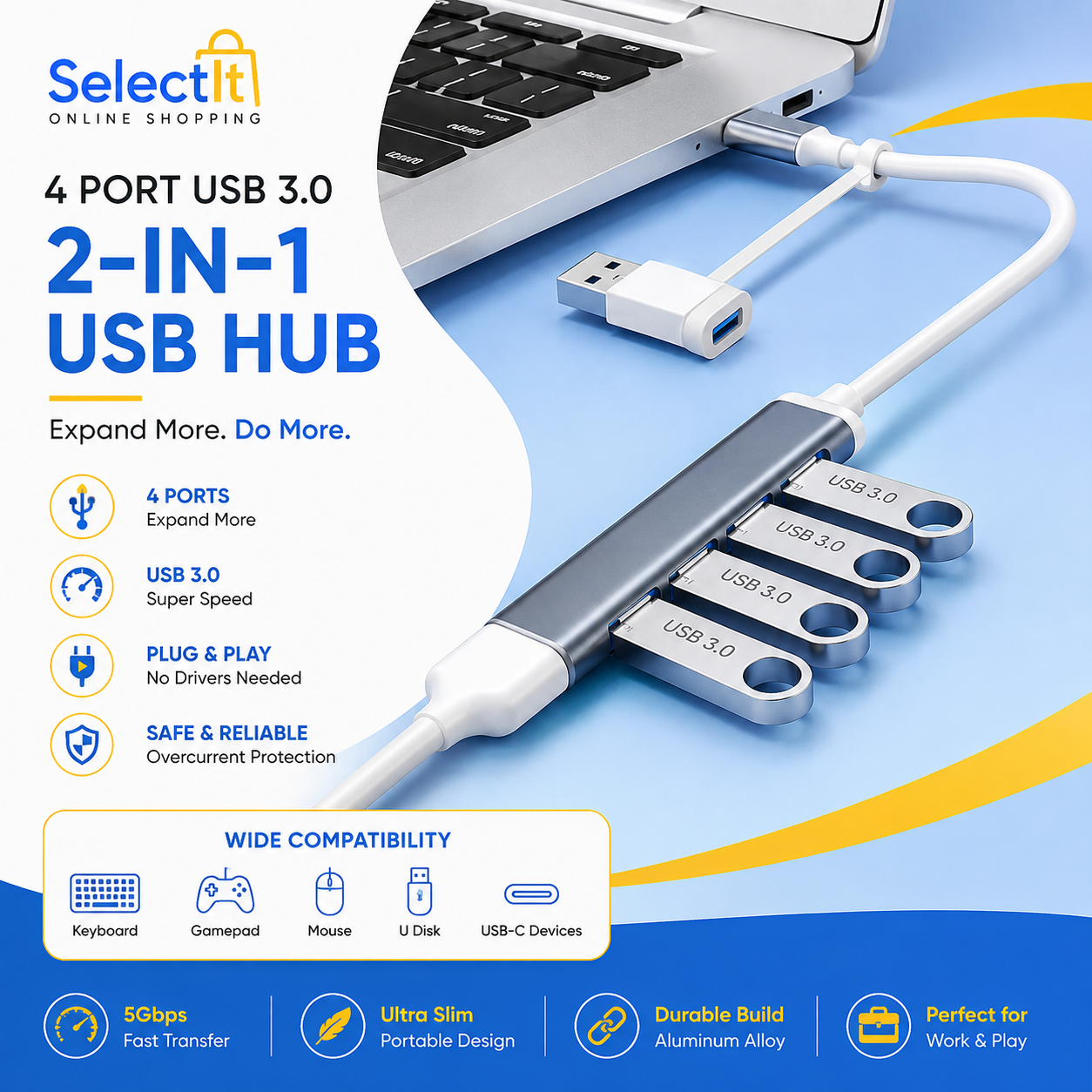 Speed-X SP-UTC41 portable 4 port USB 3.0 hub