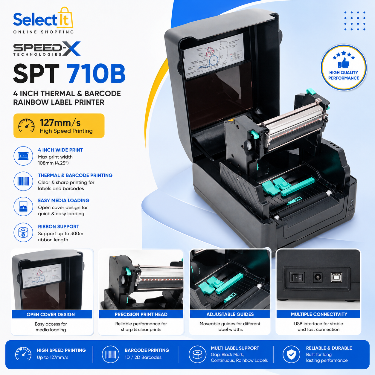 Speed-X SPT 710B thermal transfer direct thermal printer
