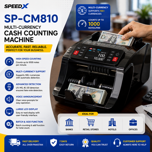 SpeedX SP-CM810 Multi-Currency Cash Counting Machine With UV/MG/IR Detection Multi-Currency Cash Counting Machine