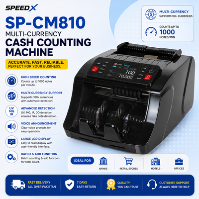 SpeedX SP-CM810 Multi-Currency Cash Counting Machine With UV/MG/IR Detection Multi-Currency Cash Counting Machine