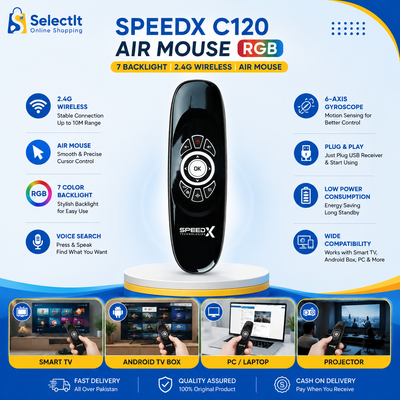 Speedx C120 RGB 7-Color Backlit Air Mouse Wireless Remote Control
