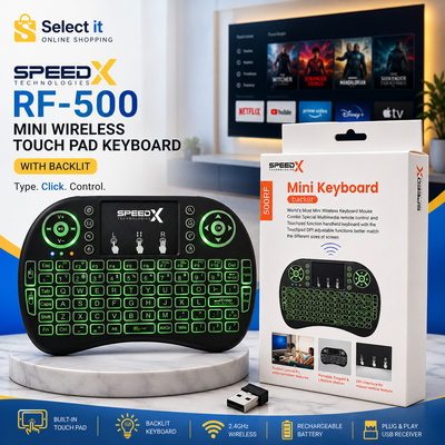 Speedx RF 500 Mini Wireless Keyboard with Touchpad, Backlit Keys & Mouse