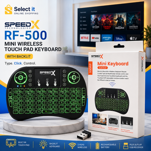 Speedx RF 500 Mini Wireless Keyboard with Touchpad, Backlit Keys & Mouse