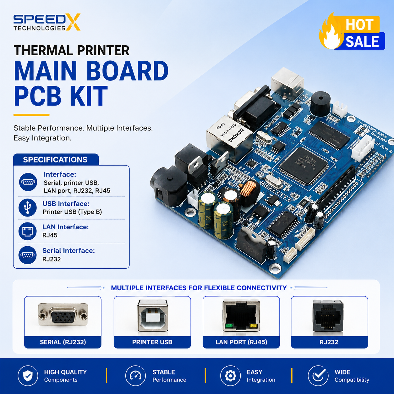 Thermal Printer Main Board, PCB Kit,