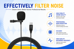 JMURY MC-R2 Type-C professional clip-on lavalier microphone with 2-meter cable for Android and PC recording