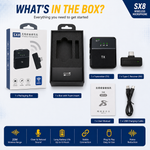 SX8 Wireless Lavalier Microphone with Type-C receiver and noise reduction for professional audio recording