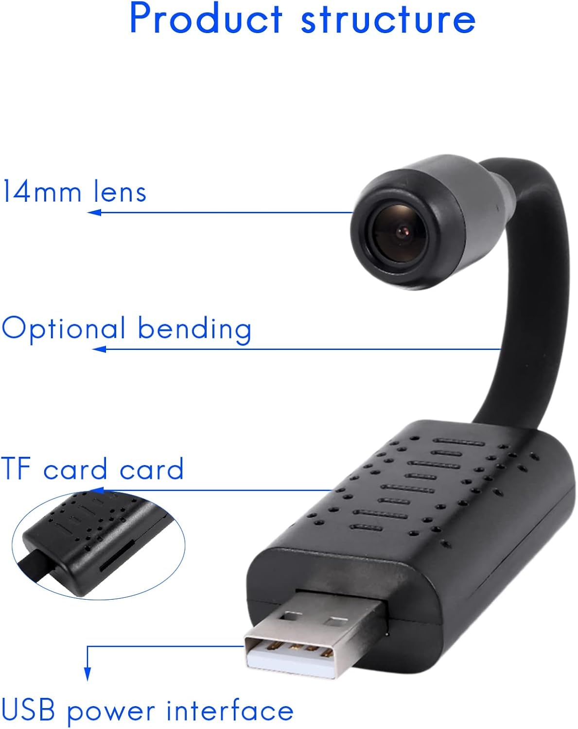 V380 U21 HD mini WiFi USB camera 1080P wireless security camera with motion detection AI human detection loop recording and mobile app live monitoring