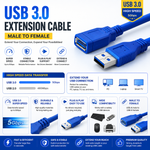 USB 3.0 male to female extension cable 1.5 meters for high-speed data transfer and extended USB device connectivity