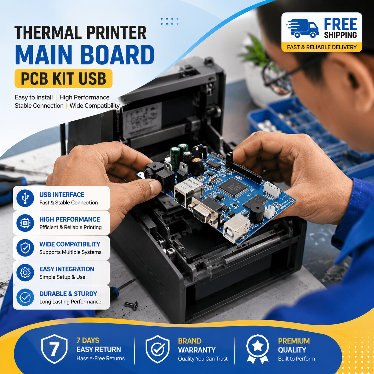USB Serial LAN Thermal Printer PCB