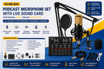 V8 BM-800 Podcast Microphone Set with live sound card and adjustable arm stand for professional audio recording