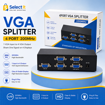 VGA splitter 4 port 200MHz video signal distributor
