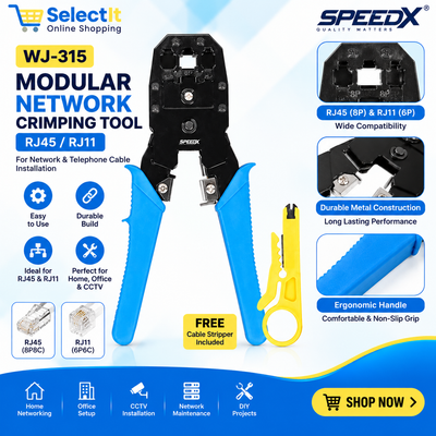 WJ-315 RJ45 RJ11 Modular Network Crimping Tool with Blue Handle for Ethernet Cable