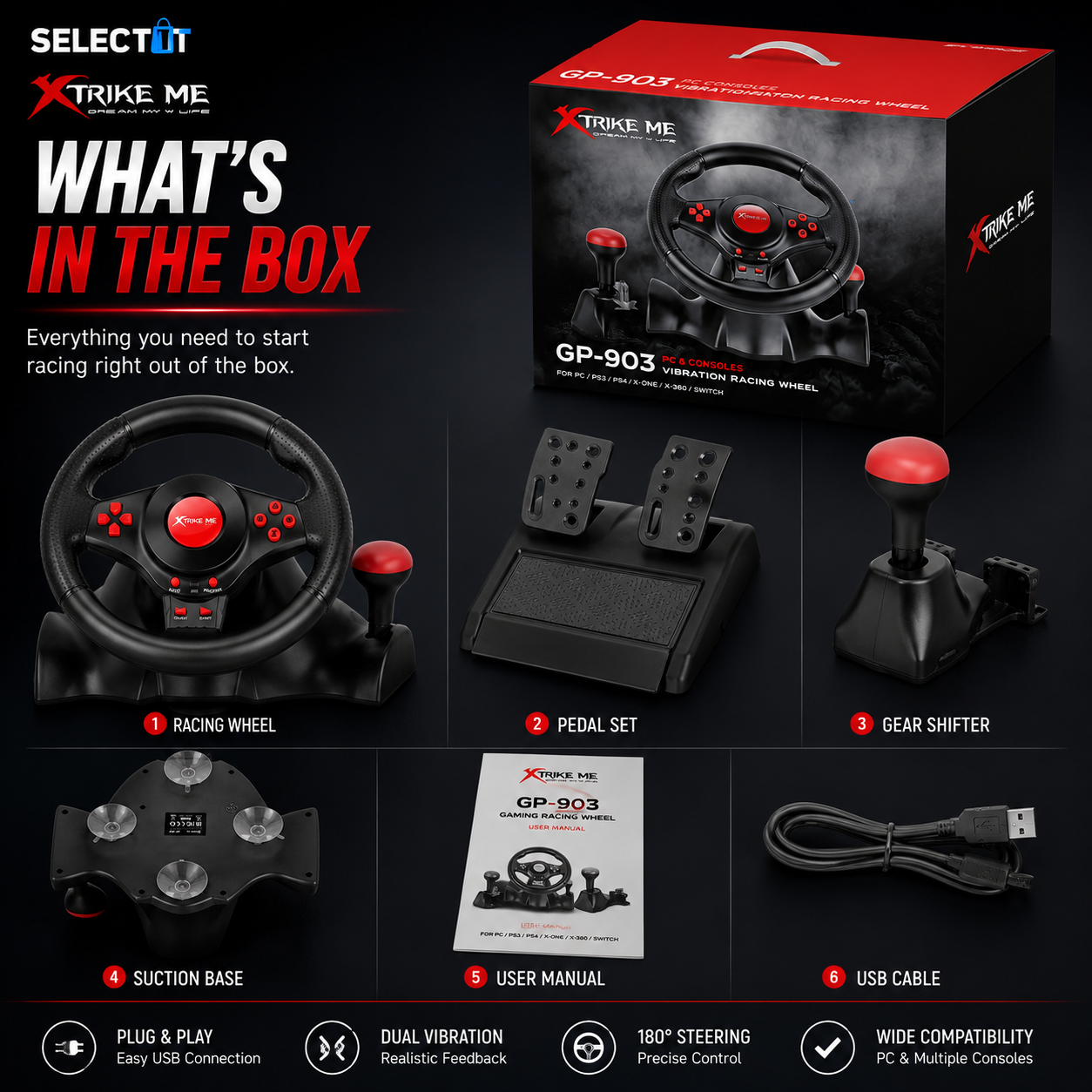 What's in the box - racing wheel set