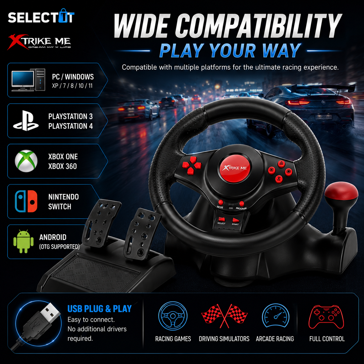 Wide compatibility for ultimate racing experience