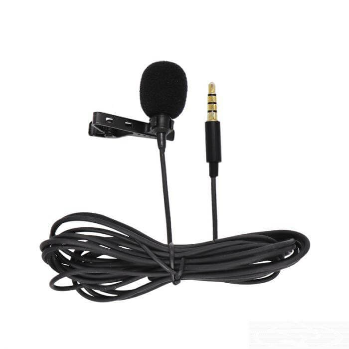 Professional lavalier microphone clip-on with windscreen and clip for clear audio recording