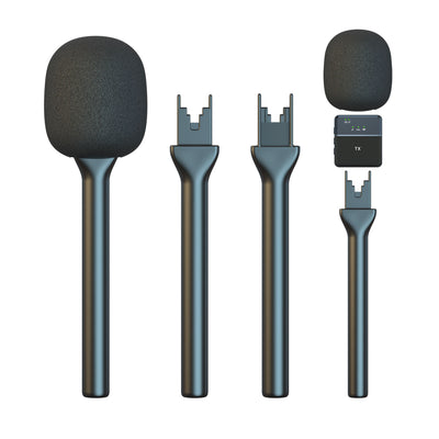 Wireless Microphone Handle for F11, SX8 and More with Sponge Windproof Cover Stick for Interviews, Vlogging & Live Reporting - Microphone Handle for Mic Mini Noise Canceling Wireless Mic Adapter with Foam Windproof Sponge