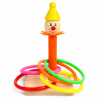 Wooden Clown Ring Toss Game for kids. A fun Montessori educational toy